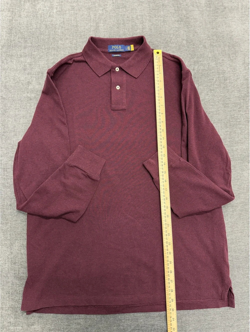 Polo Ralph Lauren Classic Fit Long Sleeve Polo Shirt Burgundy Large